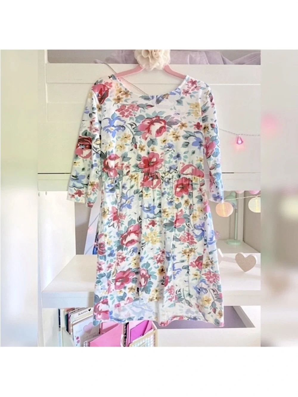Old Navy Pink Floral Dresses with Blue and White Blooms